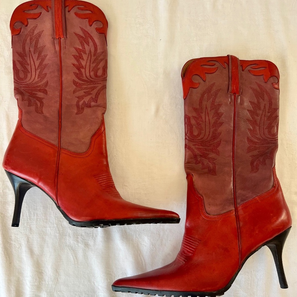 Brazilian - Red/Purple Stiletto Cowboy Boots (8.5) - Picture 2 of 8
